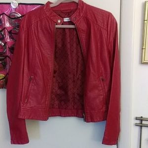 Red leather jacket